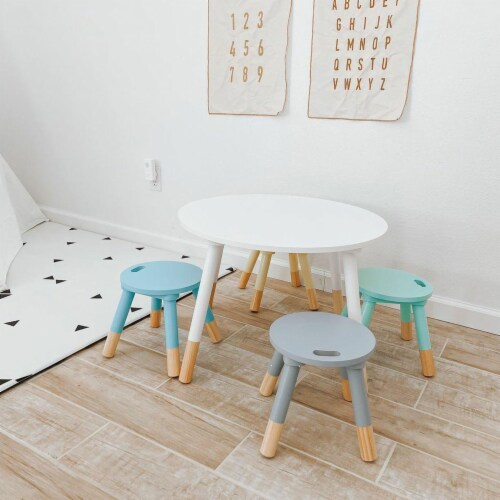 Be Mindful Kids Playroom Wooden Activity Table Set with 4