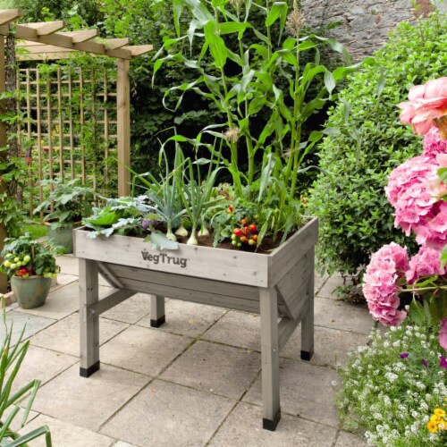 VegTrug Small Raised Bed Planter - Gray Wash FSC 100% Perspective: bottom