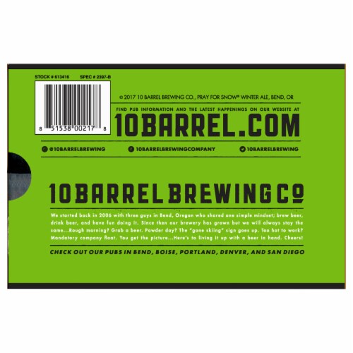10 Barrel Brewing Co. Pray for Snow Winter Ale Perspective: bottom