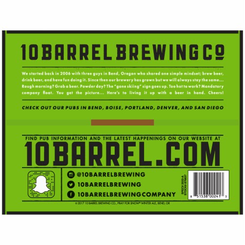 10 Barrel Brewing Pray for Snow Winter Seasonal Ale, 12 bottles / 12 fl