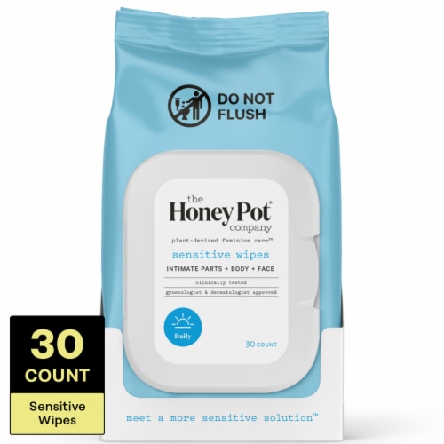 The Honey Pot® Feminine Wipes for Intimate Parts, Body & Face Sensitive Skin Fragrance Free Perspective: bottom