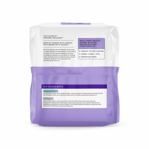 The Honey Pot® Overnight Pads with Wings 100% Organic Cotton Cover Heavy Absorbency Herbal Infused Perspective: bottom