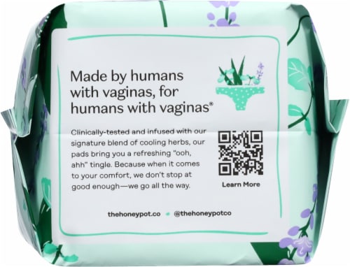 The Honey Pot® Overnight Pads with Wings 100% Organic Cotton Cover Heavy Absorbency Herbal Infused Perspective: bottom