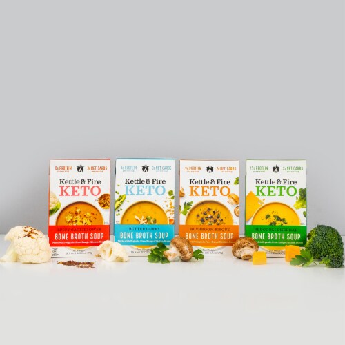 Kettle & Fire Keto-Friendly Broccoli Cheddar Chicken Bone Broth Soup Perspective: bottom