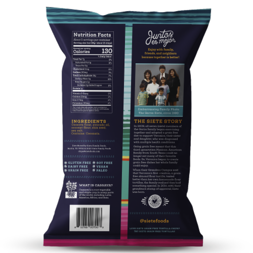 Siete® Grain Free Sea Salt Tortilla Chips Perspective: bottom