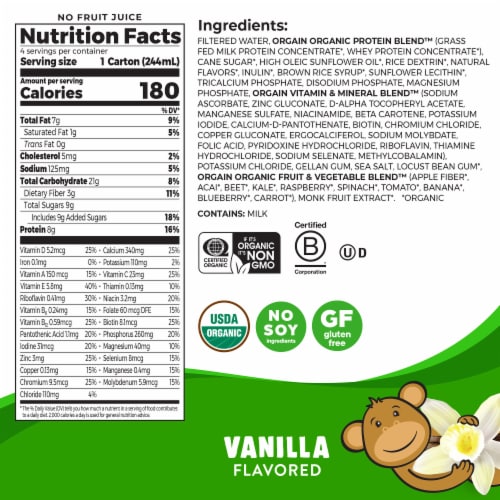 Orgain Organic Kids 8g Protein Nutritional Shake Drink, Vanilla Perspective: bottom