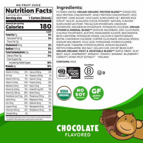 Orgain Organic Kids 8g Protein Nutritional Shake Drink, Chocolate Perspective: bottom