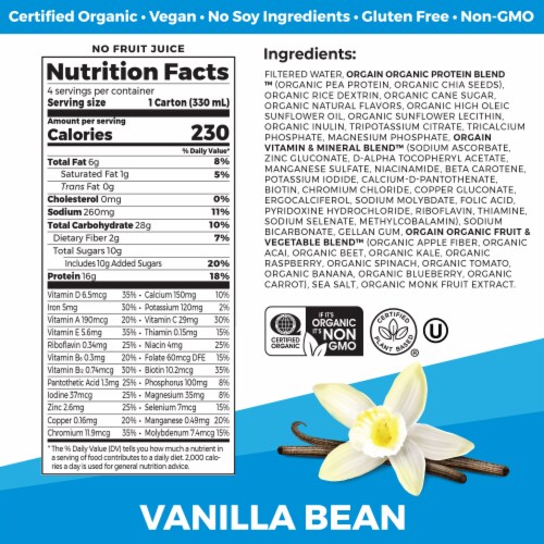 Orgain Organic Nutrition Vegan Protein Shake, Vanilla Bean Perspective: bottom