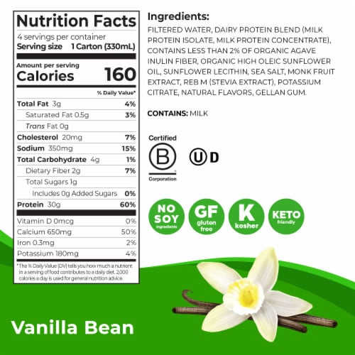 Orgain 30g Protein Shake, Vanilla Bean Perspective: bottom