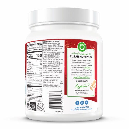 Orgain® Organic Protein™ Peppermint Hot Cocoa Plant-Based Protien Powder Perspective: bottom