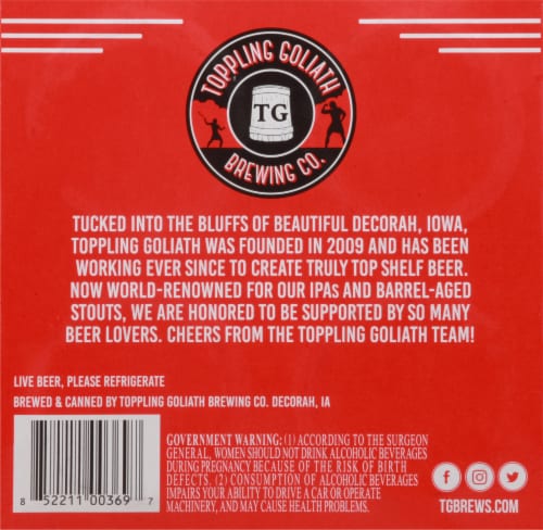 Toppling Goliath Brewing Co. King Sue Double India Pale Ale Beer Perspective: bottom