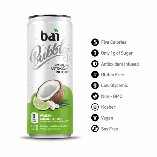Bai® Bubbles Waikiki Coconut Lime Flavored Sparkling Bottled Water Perspective: bottom