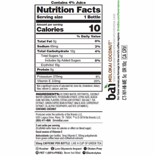 Bai® Cocofusion Molokai Coconut Antioxidant Infused Beverage Perspective: bottom