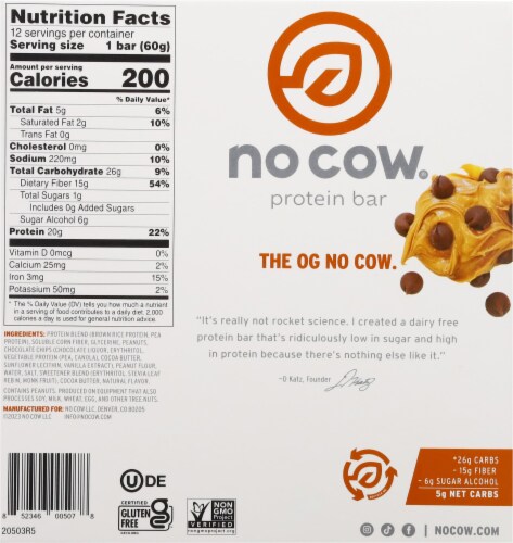 no cow® Peanut Butter Chocolate Chip Protein Bars Perspective: bottom
