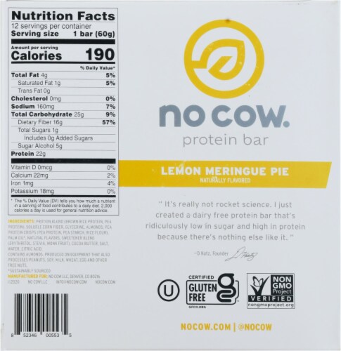 no cow® Dairy Free Lemon Meringue Pie Protein Bars Perspective: bottom