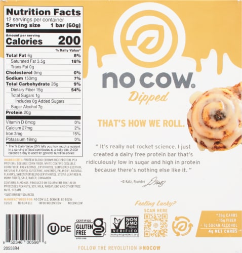 No Cow High Protein Bars, S'mores, 20g Plant Based Vegan Protein, Keto  Friendly, Low Sugar, Low Carb, Low Calorie, Gluten Free, Naturally  Sweetened