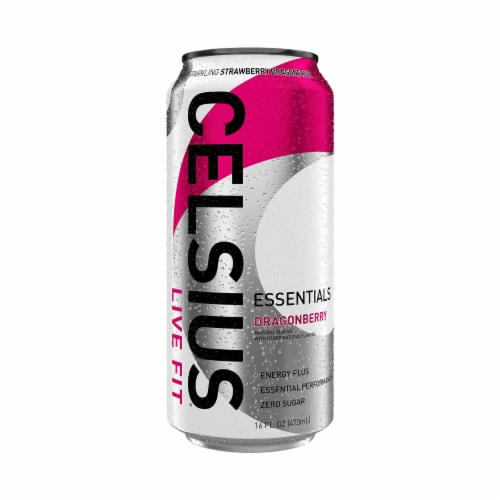 CELSIUS ESSENTIALS™ Sparkling Dragonberry Energy Drink Can Perspective: bottom