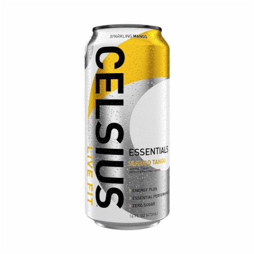 CELSIUS ESSENTIALS™ Sparkling Mango Tango Energy Drink Can Perspective: bottom