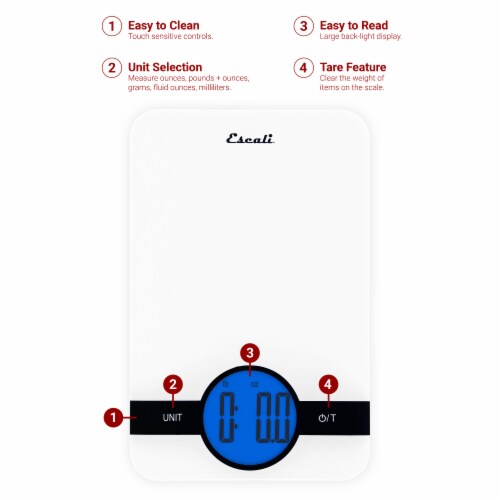 Escali Ciro White Digital Scale Perspective: bottom