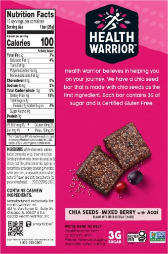 Health Warrior Mixed Berry with Acai Chia Bars Perspective: bottom