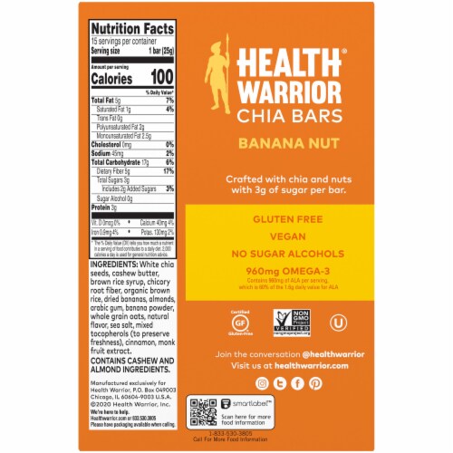 Health Warrior Banana Nut Chia Bars Perspective: bottom