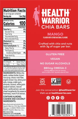 Health Warrior® Mango Chia Bars Perspective: bottom