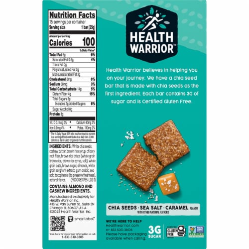 Health Warrior™ Caramel Sea Salt Chia Seed Bars Perspective: bottom