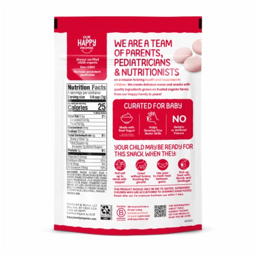 Happy Baby Organic Yogis Freeze-Dried Yogurt & Fruit Snacks Strawberry Bag Perspective: bottom