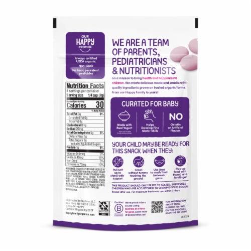 Happy Baby Organic Yogis Freeze-Dried Yogurt & Fruit Snacks Mixed Berry Bag Perspective: bottom