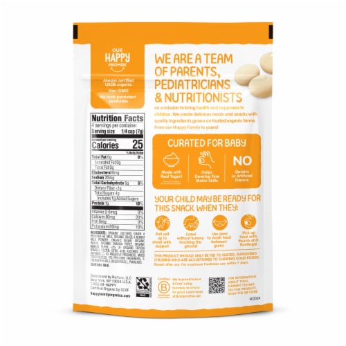 Happy Baby Organic Yogis Freeze-Dried Yogurt & Fruit Snacks Banana Mango Bag Perspective: bottom