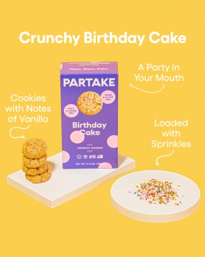 Partake Gluten Free Vegan Birthday Cake Sugar Cookies Perspective: bottom