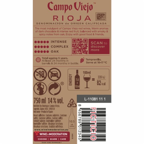 Campo Viejo Gran Reserva Tempranillo Spain Red Wine Perspective: bottom