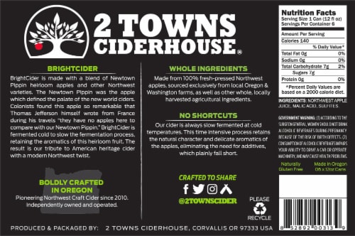 2 Towns Ciderhouse® Brightcider Hard Apple Cider Perspective: bottom