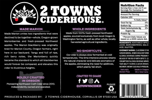 2 Towns Ciderhouse® Blackberry Hard Cider Made Marion Perspective: bottom