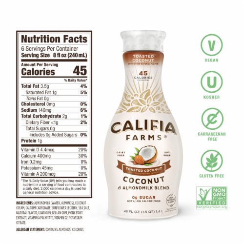 Califia Farms® Dairy Free Toasted Coconut Almond Milk Blend Perspective: bottom