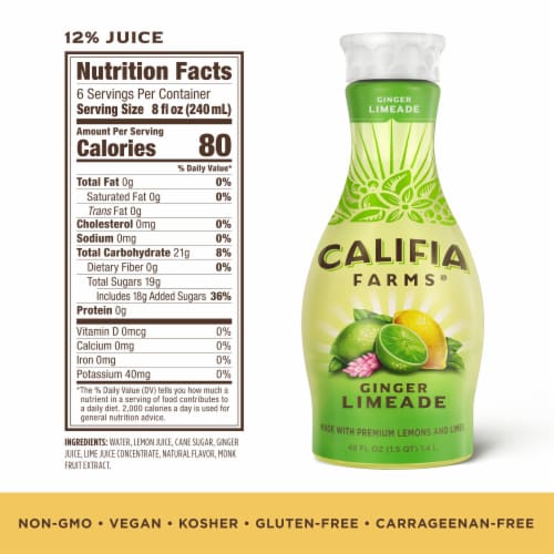 Califia Farms® Ginger Limeade Juice Perspective: bottom