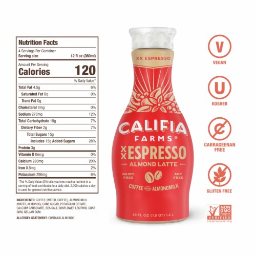 Califia Farms® Dairy Free XX Espresso Cold Brew Coffee with Almond Milk Perspective: bottom