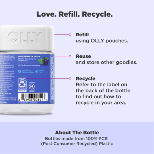 OLLY Extra Strength Sleep Blackberry Flavor Gummy Supplement Melatonin 5mg Perspective: bottom