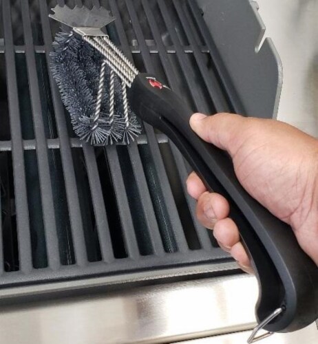 Safe Clean Ceramic Nylon Grill Brush with Scraper Metal Bristle