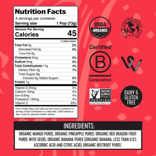 Pitaya Foods® Organic Dragon Fruit & Mango Smoothie Pops Perspective: bottom