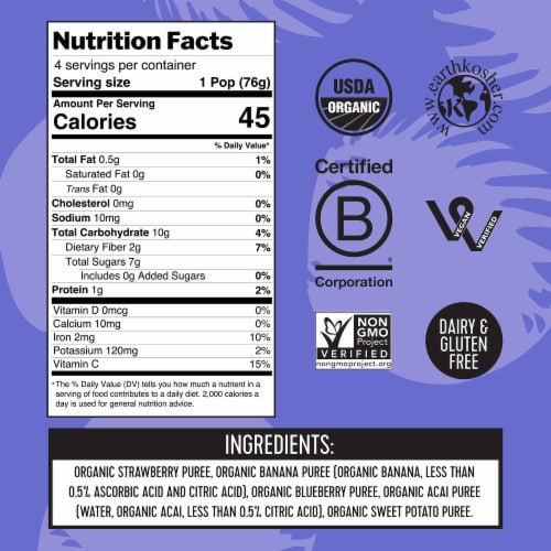 Pitaya Foods® Organic Acai Berry & Blueberry Smoothie Pops Perspective: bottom