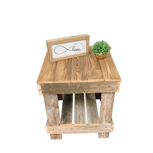 del Hutson Designs Reclaimed Solid Wood Farmhouse Rustic End Table