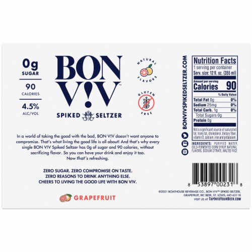 Bon & Viv Grapefruit Spiked Seltzer Perspective: bottom