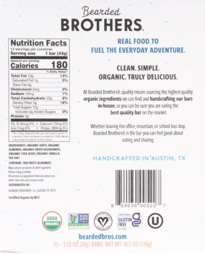 Bearded Brothers Blueberry Vanilla Energy Bars Perspective: bottom