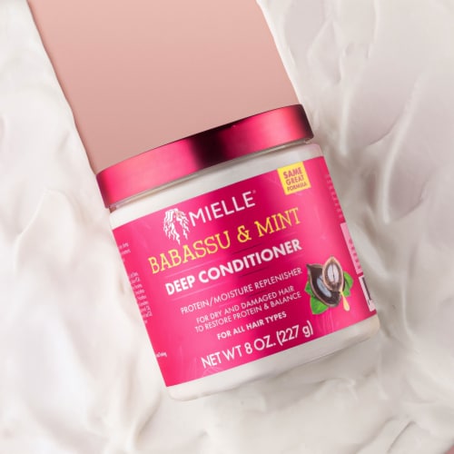 Mielle Babassu & Mint Deep Conditioner Perspective: bottom