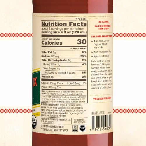 Tres Agaves® Organic Bloody Mary Mix Perspective: bottom