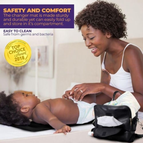 ChangePal Portable Diaper Changing Bag (Vegan Leather) | Wipes Pouch version Perspective: bottom