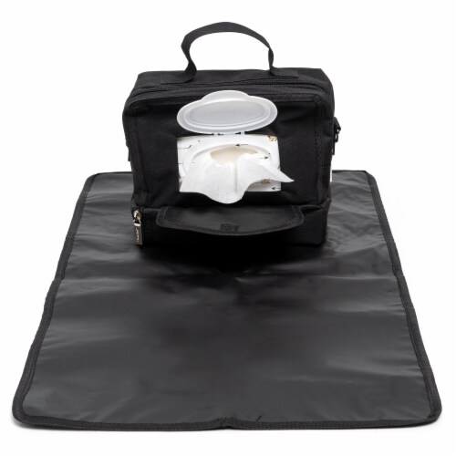ChangePal Universal Wipes Portable Diaper Changing Bag - Black Nylon Perspective: bottom