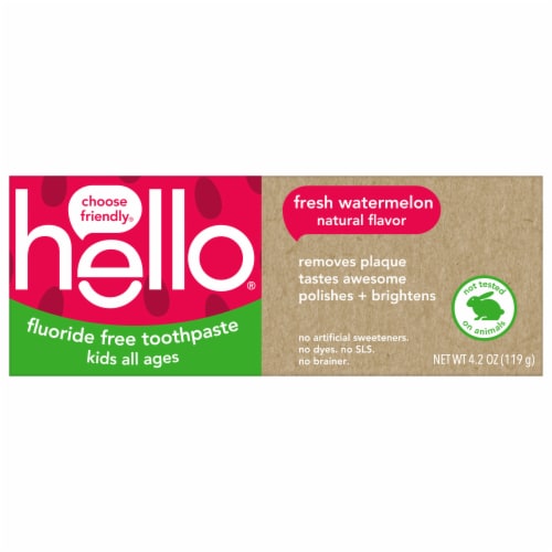 Hello Kids Watermelon Fluoride Free Toothpaste Perspective: bottom