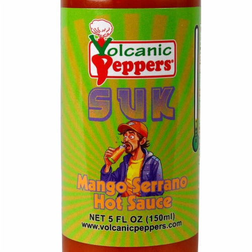 Volcanic Peppers SUK Mango Serrano Sauce 5 oz Mild Heat Perspective: bottom